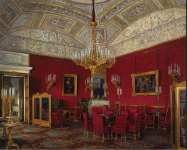 Hau Edward Petrovich Interiors of the Winter Palace. The Large Drawing Room of Empress Alexandra Fyodorovna - Hermitage